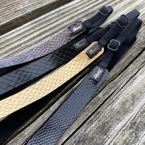 Hipsy 4-pack Black/Gold/Grey Skinny Hippie Boho Biker Faux Snakeskin Headbands